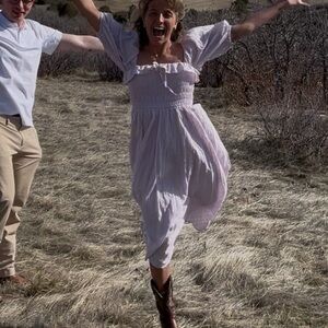 Light Purple Ruffled Midi Dress